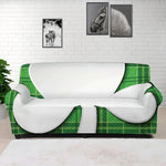 Green Shamrock Tartan Print Sofa Cover