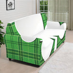 Green Shamrock Tartan Print Sofa Cover