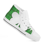 Green Shamrock Tartan Print White High Top Shoes