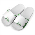 Green Shamrock Tartan Print White Slide Sandals