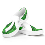 Green Shamrock Tartan Print White Slip On Shoes