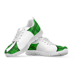 Green Shamrock Tartan Print White Sneakers