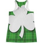 Green Shamrock Tartan Print Women's Racerback Tank Top