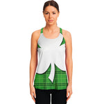 Green Shamrock Tartan Print Women's Racerback Tank Top