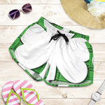 Green Shamrock Tartan Print Women's Shorts