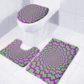 Green Shapes Moving Optical Illusion 3 Piece Bath Mat Set