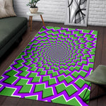 Green Shapes Moving Optical Illusion Area Rug GearFrost