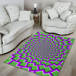 Green Shapes Moving Optical Illusion Area Rug GearFrost