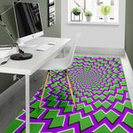 Green Shapes Moving Optical Illusion Area Rug GearFrost