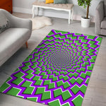 Green Shapes Moving Optical Illusion Area Rug GearFrost