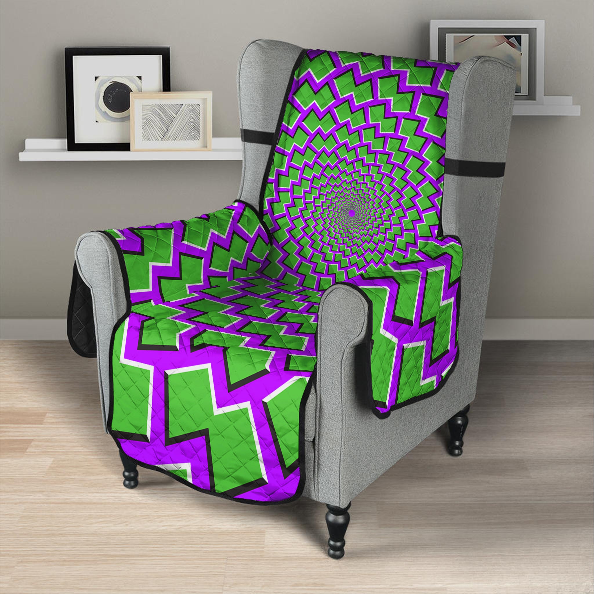 Green Shapes Moving Optical Illusion Armchair Protector