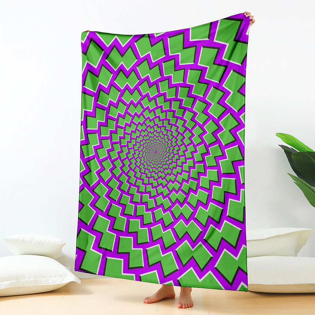 Green Shapes Moving Optical Illusion Blanket