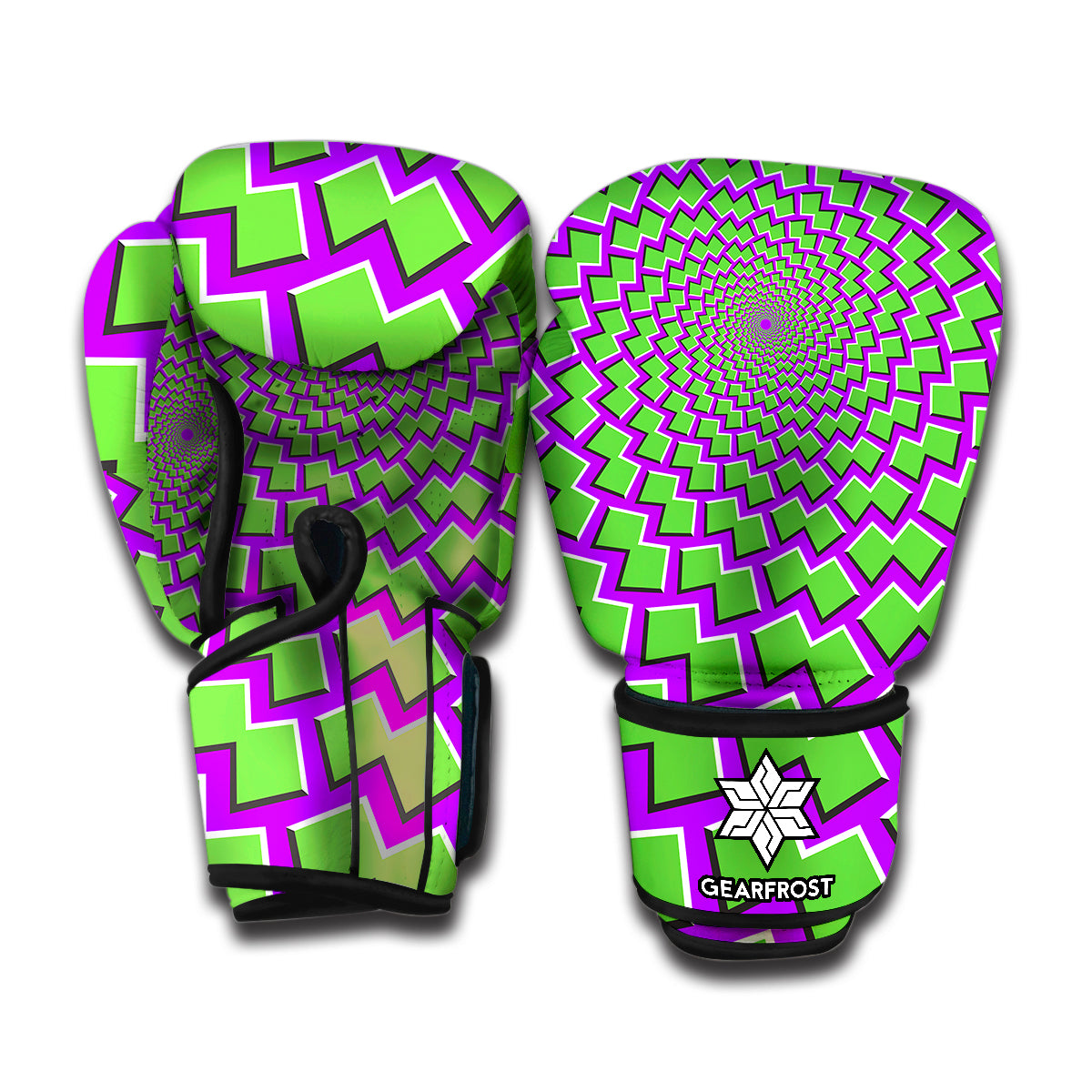 Green Shapes Moving Optical Illusion Boxing Gloves