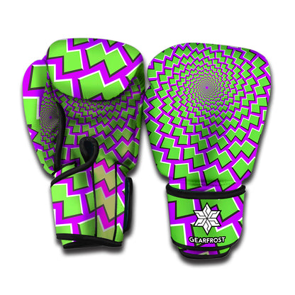 Green Shapes Moving Optical Illusion Boxing Gloves