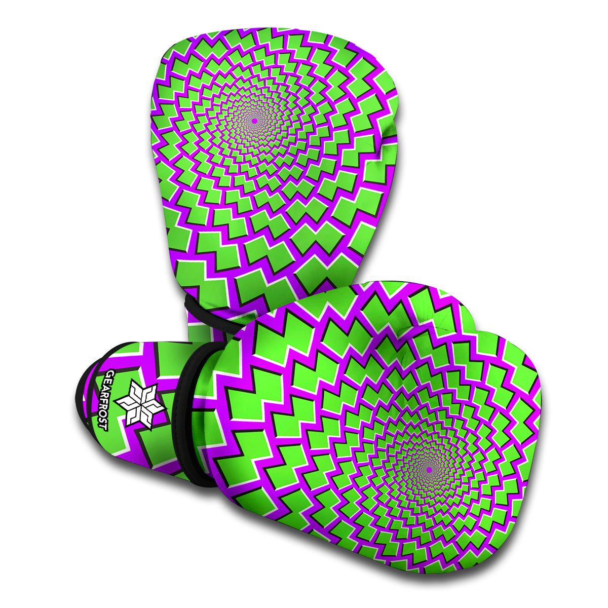Green Shapes Moving Optical Illusion Boxing Gloves