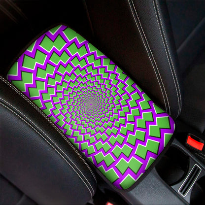Green Shapes Moving Optical Illusion Car Center Console Cover