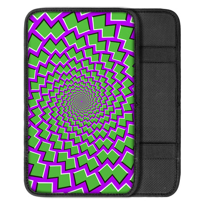 Green Shapes Moving Optical Illusion Car Center Console Cover