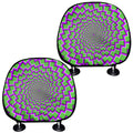 Green Shapes Moving Optical Illusion Car Headrest Covers