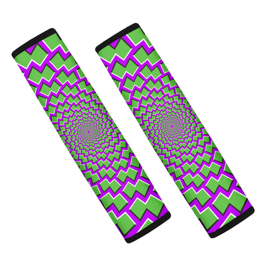 Green Shapes Moving Optical Illusion Car Seat Belt Covers