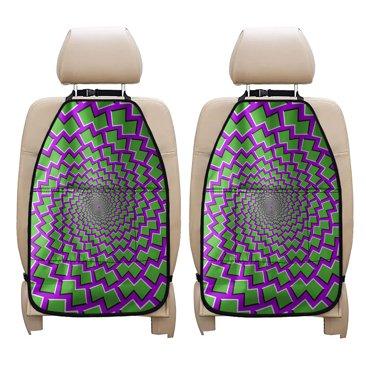 Green Shapes Moving Optical Illusion Car Seat Organizers