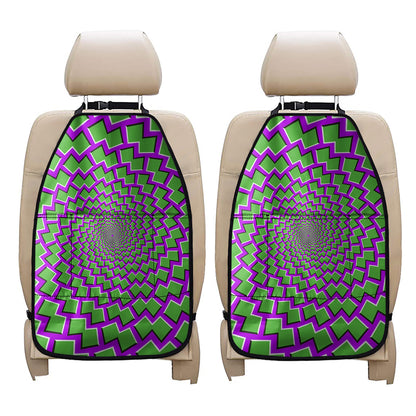 Green Shapes Moving Optical Illusion Car Seat Organizers