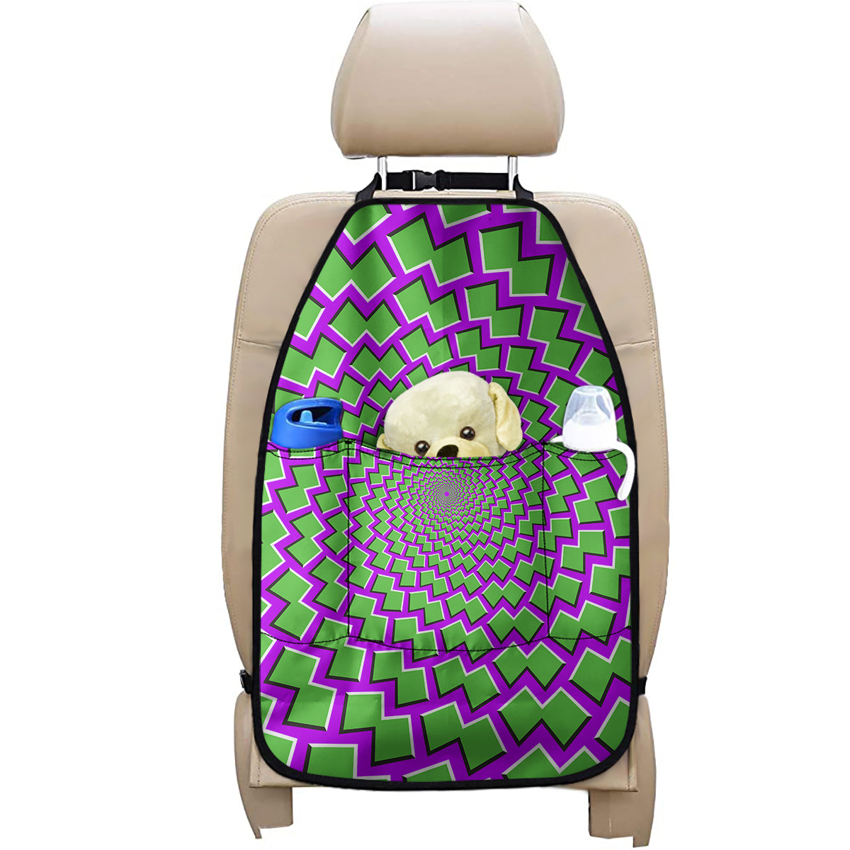 Green Shapes Moving Optical Illusion Car Seat Organizers