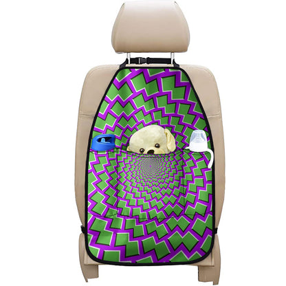 Green Shapes Moving Optical Illusion Car Seat Organizers