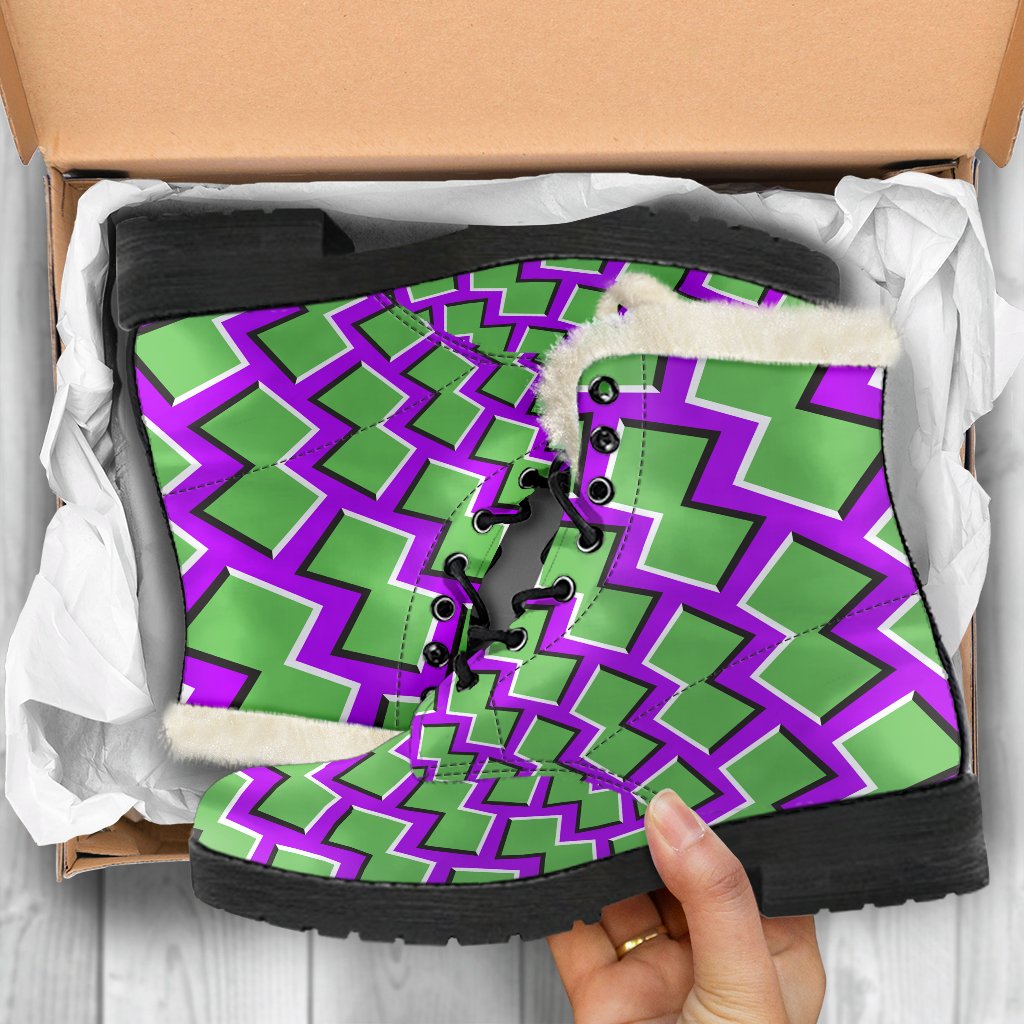 Green Shapes Moving Optical Illusion Comfy Boots GearFrost