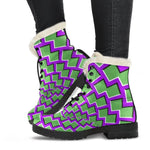 Green Shapes Moving Optical Illusion Comfy Boots GearFrost