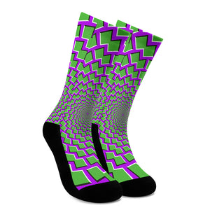 Green Shapes Moving Optical Illusion Crew Socks