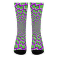 Green Shapes Moving Optical Illusion Crew Socks
