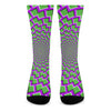 Green Shapes Moving Optical Illusion Crew Socks