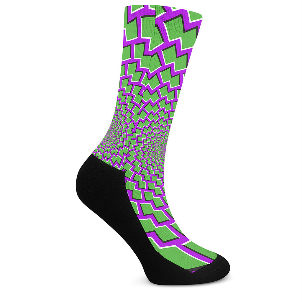 Green Shapes Moving Optical Illusion Crew Socks