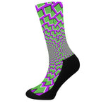 Green Shapes Moving Optical Illusion Crew Socks