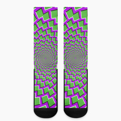 Green Shapes Moving Optical Illusion Crew Socks