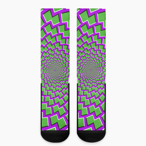 Green Shapes Moving Optical Illusion Crew Socks