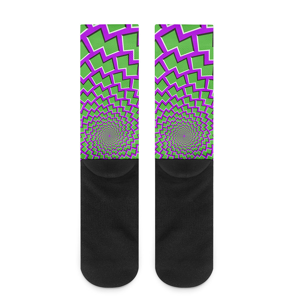 Green Shapes Moving Optical Illusion Crew Socks