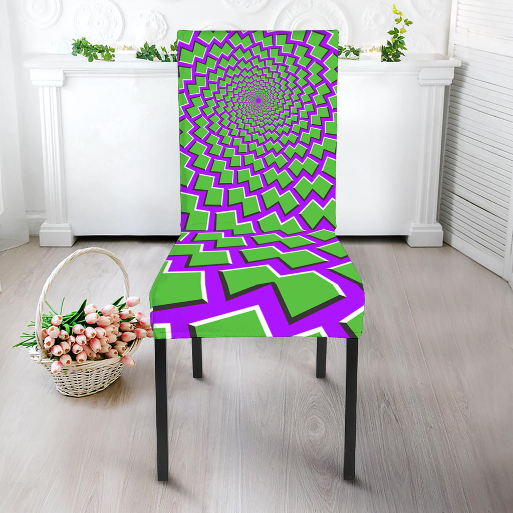 Green Shapes Moving Optical Illusion Dining Chair Slipcover