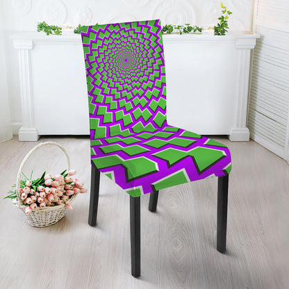 Green Shapes Moving Optical Illusion Dining Chair Slipcover
