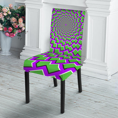 Green Shapes Moving Optical Illusion Dining Chair Slipcover