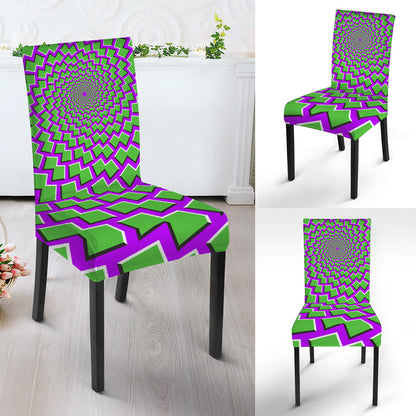 Green Shapes Moving Optical Illusion Dining Chair Slipcover