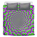 Green Shapes Moving Optical Illusion Duvet Cover Bedding Set