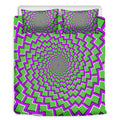 Green Shapes Moving Optical Illusion Duvet Cover Bedding Set