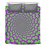 Green Shapes Moving Optical Illusion Duvet Cover Bedding Set