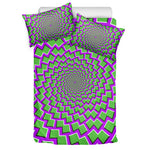 Green Shapes Moving Optical Illusion Duvet Cover Bedding Set