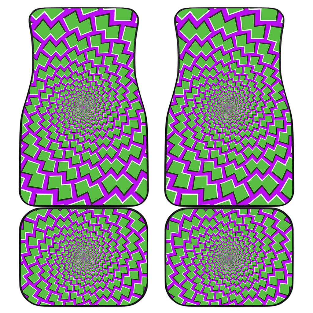 Green Shapes Moving Optical Illusion Front and Back Car Floor Mats