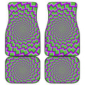Green Shapes Moving Optical Illusion Front and Back Car Floor Mats