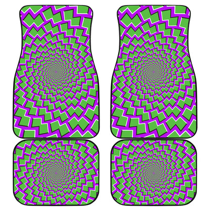 Green Shapes Moving Optical Illusion Front and Back Car Floor Mats