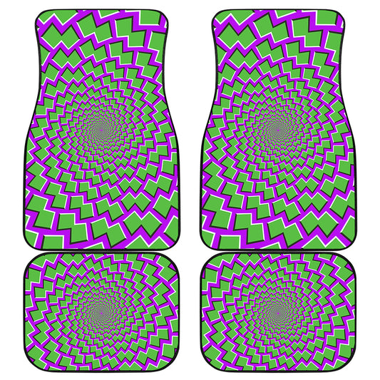 Green Shapes Moving Optical Illusion Front and Back Car Floor Mats