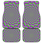 Green Shapes Moving Optical Illusion Front and Back Car Floor Mats